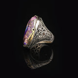 Special Turquoise Men’s Ring with Large Oval Stone – Vintage 925 Sterling Silver Ring — image 5