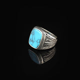 Handmade Turquoise Gemstone Engagement Ring for Men Vintage 925 Sterling Silver — image 5