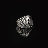 Handmade Onyx Gemstone Oval Stone Engagement Ring for Men Vintage 925 Sterling Silver — image 4
