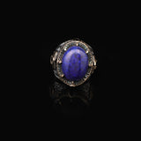 Lapis Lazuli Ring with Micro Onyx Stone – Ottoman Style Vintage Gemstone Sterling Silver Engagement Ring for Men – Handmade with Custom Engraving + Gift Silver Polishing Cloth — image 3