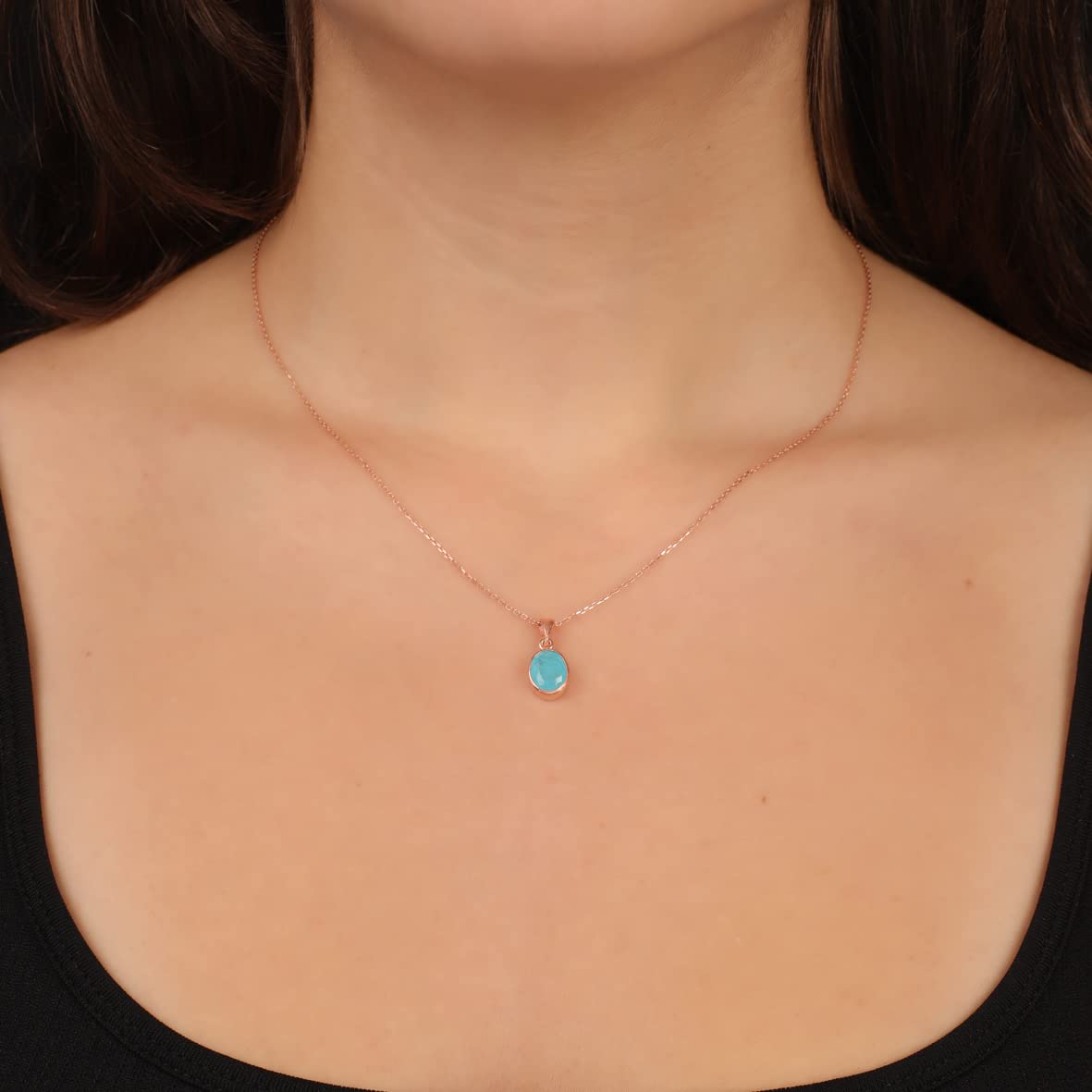 Sterling Silver Aquamarine Necklace for Women - Sterling Silver Necklace with Aquamarine Pendant for Women - Gift for Her