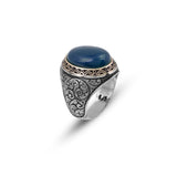 Handmade Blue Tiger Eye Men's Ring - 925 Sterling Silver Gemstone Jewelry with Silver Polishing Cloth Gift - Rings for Men — image 1