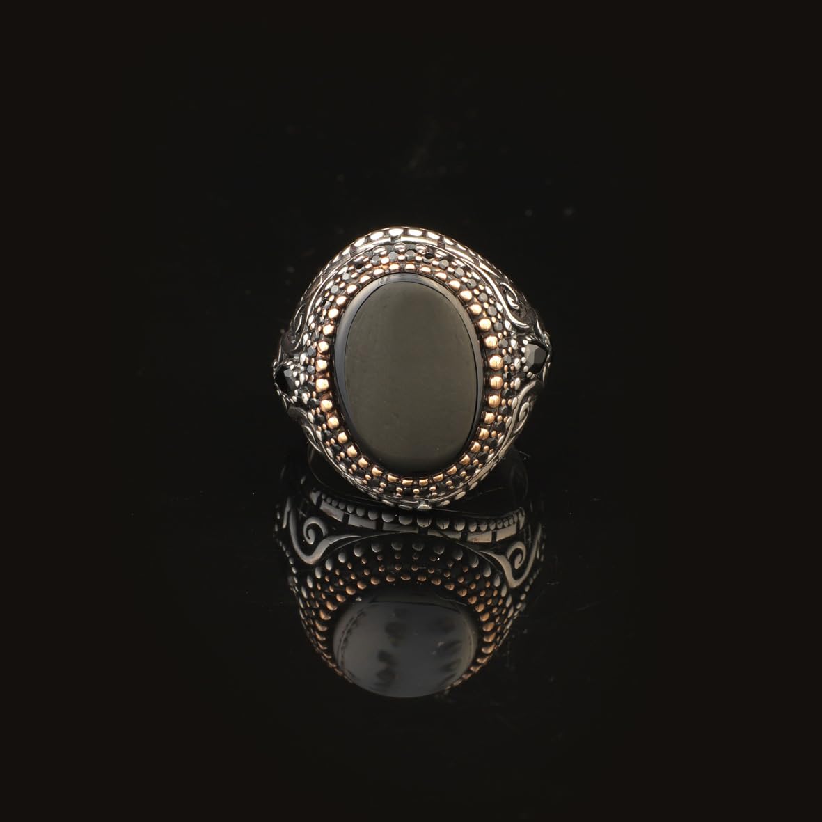 Onyx Ring Signet Ring Ottoman Vintage 925 Sterling Silver Ring Promise Ring for Him Engagement Ring Gemstone Ring Gift for Husband Unique Design