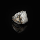 Vintage White Sapphire Micro Stone Ring - 925 Sterling Silver Men's Polished Gemstone Statement Ring — image 4