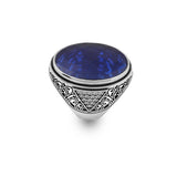 Sapphire Ring for Men – Large Chunky Silver Ring with Micro Sapphire Stone — image 1