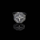 Handmade Bee Signet Ring - 925 Sterling Silver Men's Jewelry — image 6