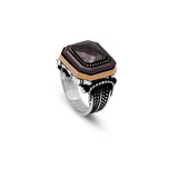 Handmade Vintage Garnet Ring - Men's 925 Sterling Silver Gemstone Ring - Turkish Design — image 1