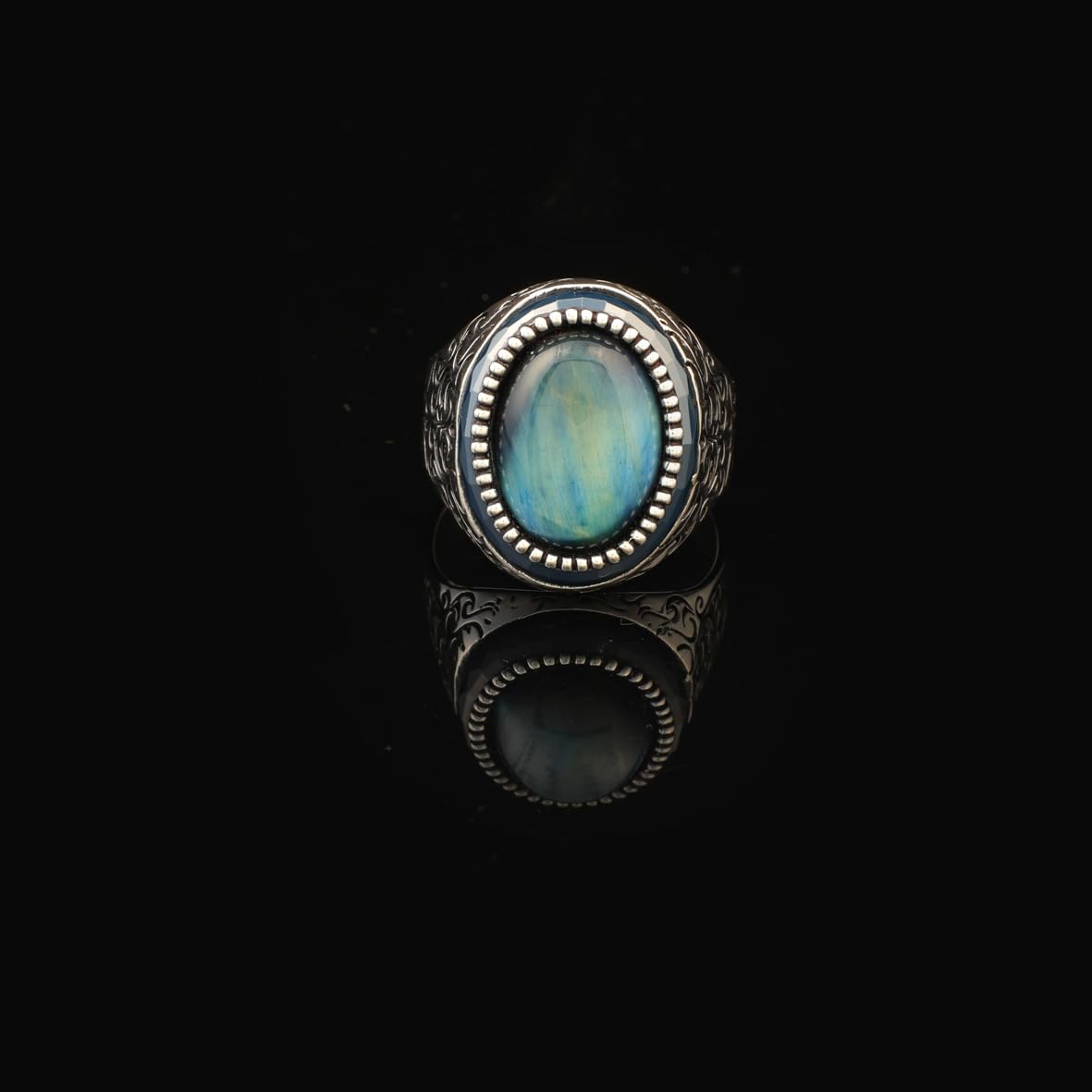 Blue Tiger Eye Ring Pinky Ring Ottoman Vintage 925 Sterling Silver Promise Engagement Gemstone Ring Gift for Husband