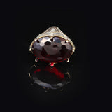 Vintage Handmade Garnet Ring with Oval Stone - Large Gemstone Ottoman Style 925 Sterling Silver Men's Ring with Silver Polishing Cloth Gift — image 3
