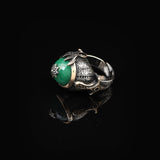 Handmade Emerald Gemstone Ottoman Style Sword Ring for Men Vintage 925 Sterling Silver — image 5