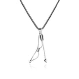 Bow Arrow Necklace - Polished Sterling Silver Biker Necklace - Mens Pendant on Silver Chain - Mens Necklace with Silver Cleaning Cloth Gift — image 1