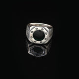 Handmade Emerald Gemstone Watch Band Engagement Ring for Men Vintage 925 Sterling Silver — image 3