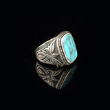 Mens Turquoise Ring Gemstone Ring Ottoman Statement Ring Vintage Ring Sterling Silver Ring Pinky Ring Silver Handmade Signet Ring — image 4