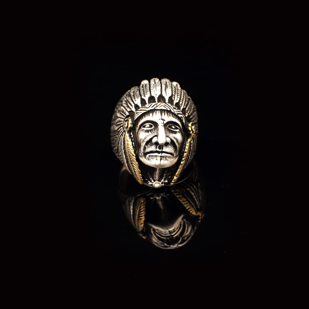 American Indian Chief Handmade Silver Men Ring