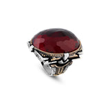 Handmade Garnet Ring – Chunky Sterling Silver Engagement Ring for Men — image 1