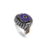 Lapis Lazuli and Black Onyx Knife Ring - Vintage Handmade 925 Sterling Silver Men's Ring with Micro Stone Accents and Silver Polishing Cloth Gift — image 1