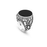 Onyx Ring Signet Ring Pinky Ring Ottoman Vintage 925 Sterling Silver Promise Engagement Gemstone Ring Gift for Husband — image 1