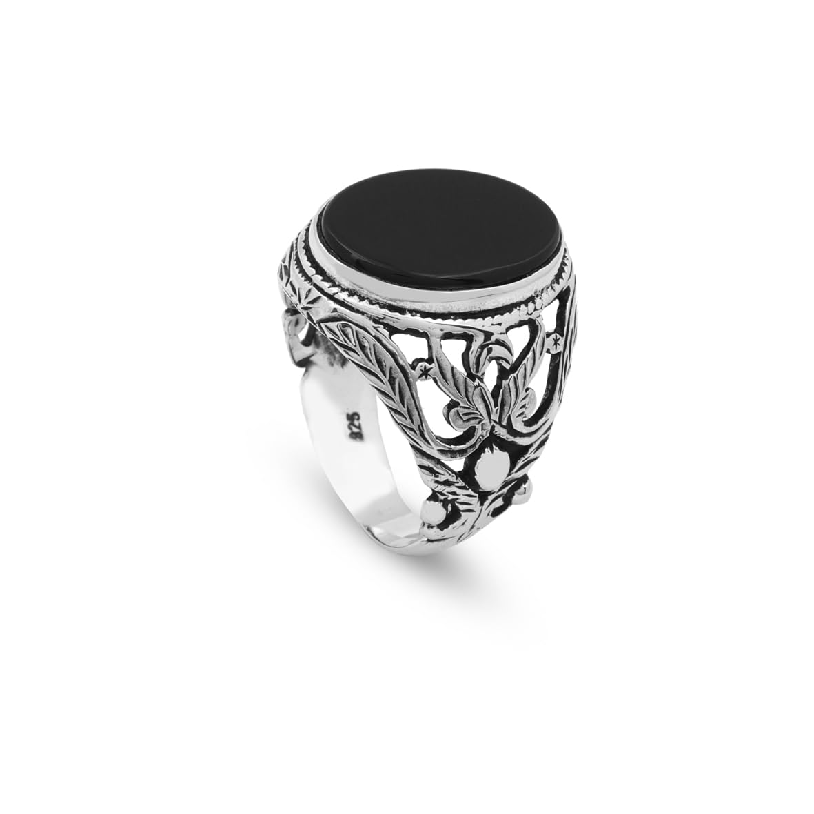 Onyx Ring Signet Ring Pinky Ring Ottoman Vintage 925 Sterling Silver Promise Engagement Gemstone Ring Gift for Husband