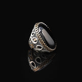 Handmade Onyx Ring with Oval Gemstone - Large Ottoman Style Men's Vintage 925 Sterling Silver Gemstone Ring with Silver Polishing Cloth Gift — image 4