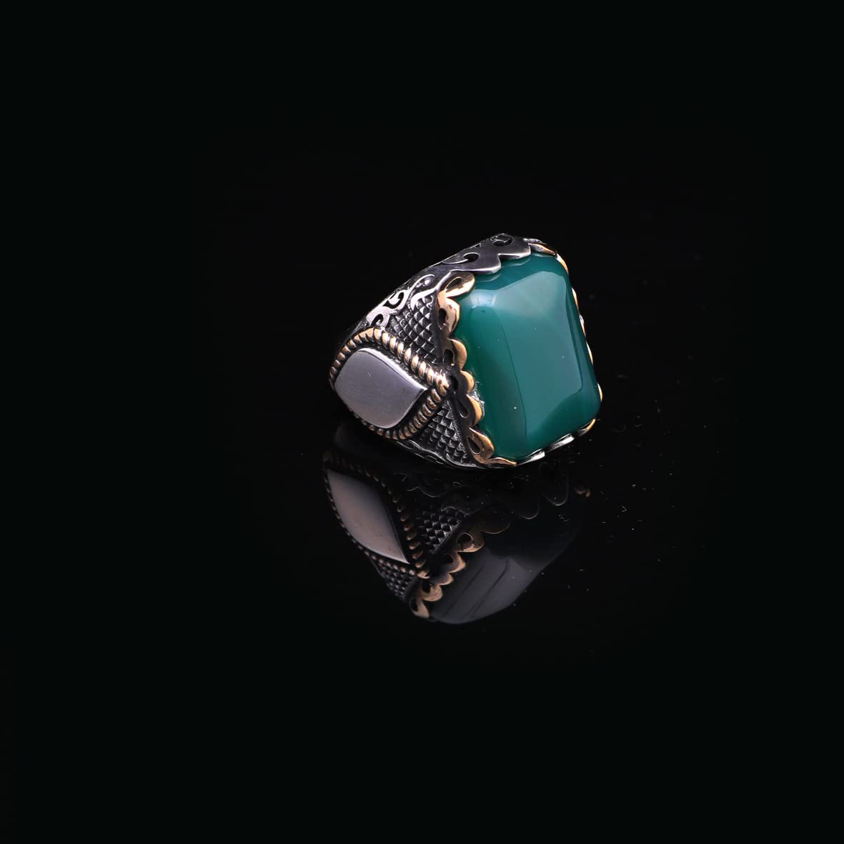 925K Sterling Silver Jade Ring