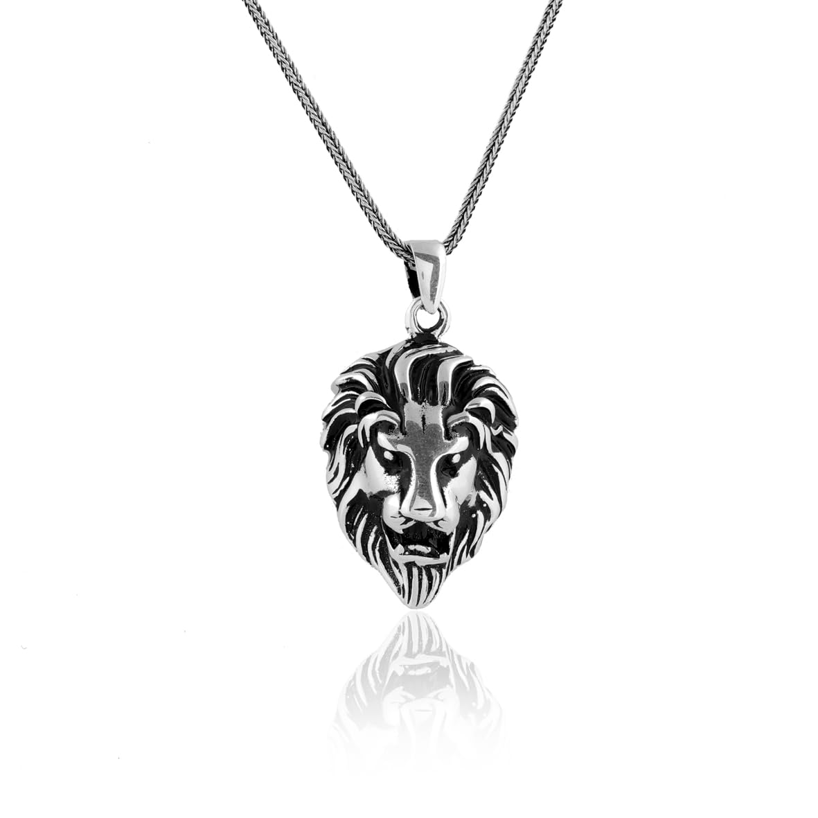 Sterling Silver Lion Necklace for Men - Animal-inspired Jewelry - Complete with Men's Silver Chain - Birthday Gifts