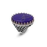 Vintage Men's Lapis Lazuli Oval Gemstone Ring - Handmade Ottoman Style 925 Sterling Silver Ring with Silver Polishing Cloth Gift — image 1
