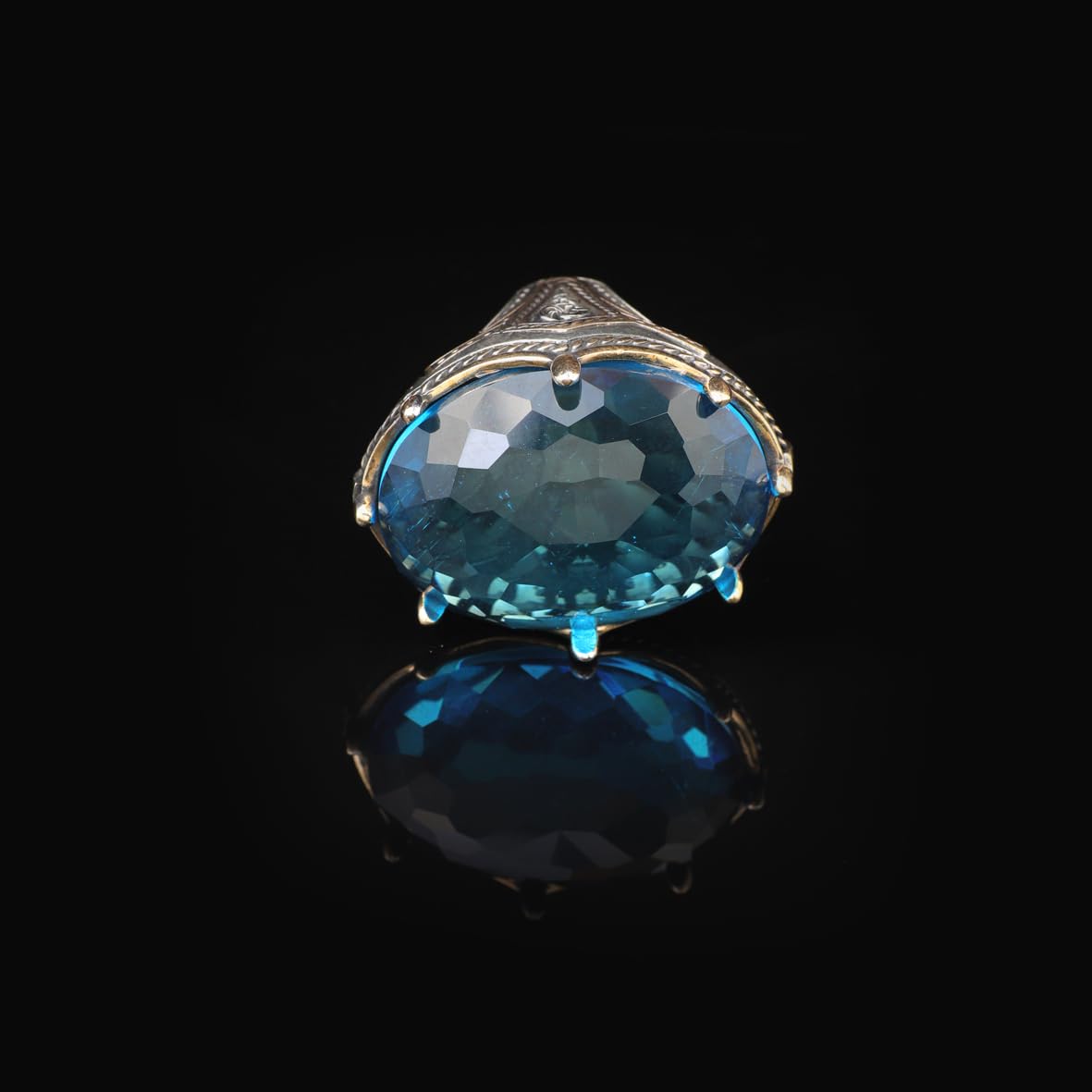 Aquamarine Ring - Large Gemstone Ring for Men
