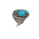Special Turquoise Stone Ring – Large Oval Stone in Polished 925 Sterling Silver — image 1