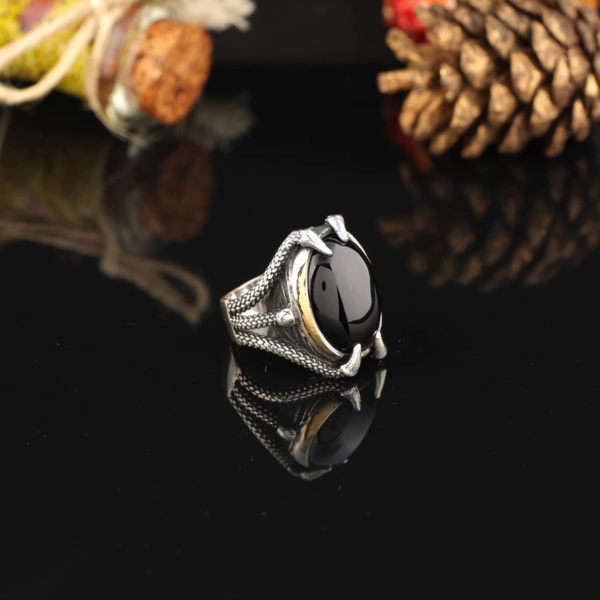 925K Sterling Silver Ring Onyx Ring