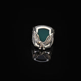 Handmade Jade Gemstone Eagle Ring for Men Vintage 925 Sterling Silver — image 3