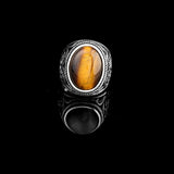 Tiger Eye Ring with Oval Gemstone – Ottoman Style Ring for Men in 925 Sterling Silver – Handmade Vintage Engagement Ring with Custom Engraving – Gift Silver Polishing Cloth — image 3