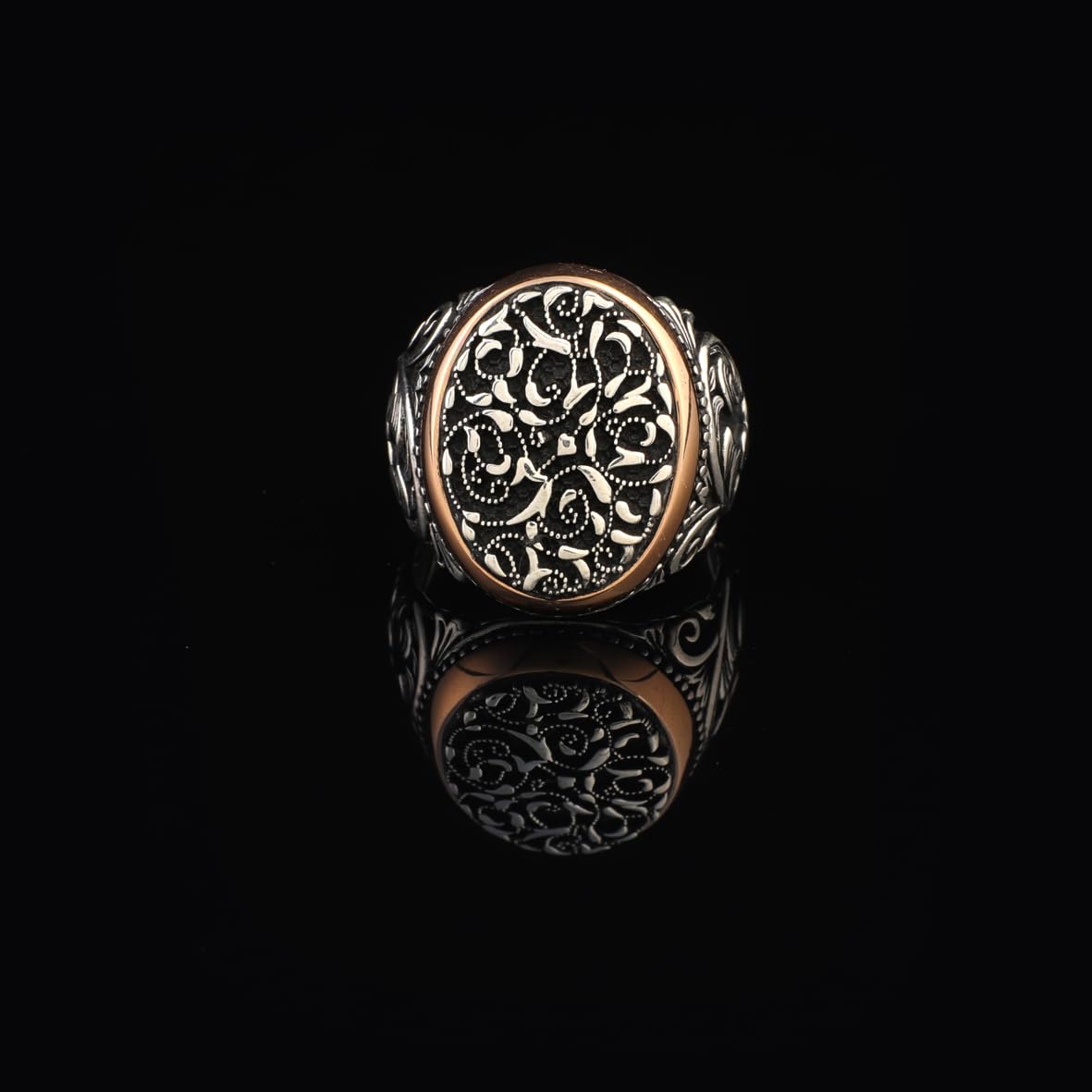 Handmade Signet Ring for Men - Ottoman Style Sterling Silver Pinky Ring