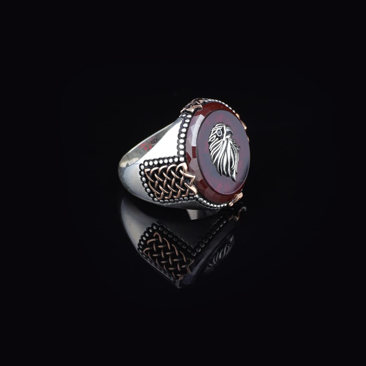 925K Sterling Silver Ruby Ring Men