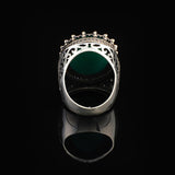 Handmade Vintage Jade Ring with Micro Onyx Stone - Chunky Sterling Silver Engagement Ring for Men - Custom Engraving Available - Ottoman Style with Gift Silver Polishing Cloth — image 6