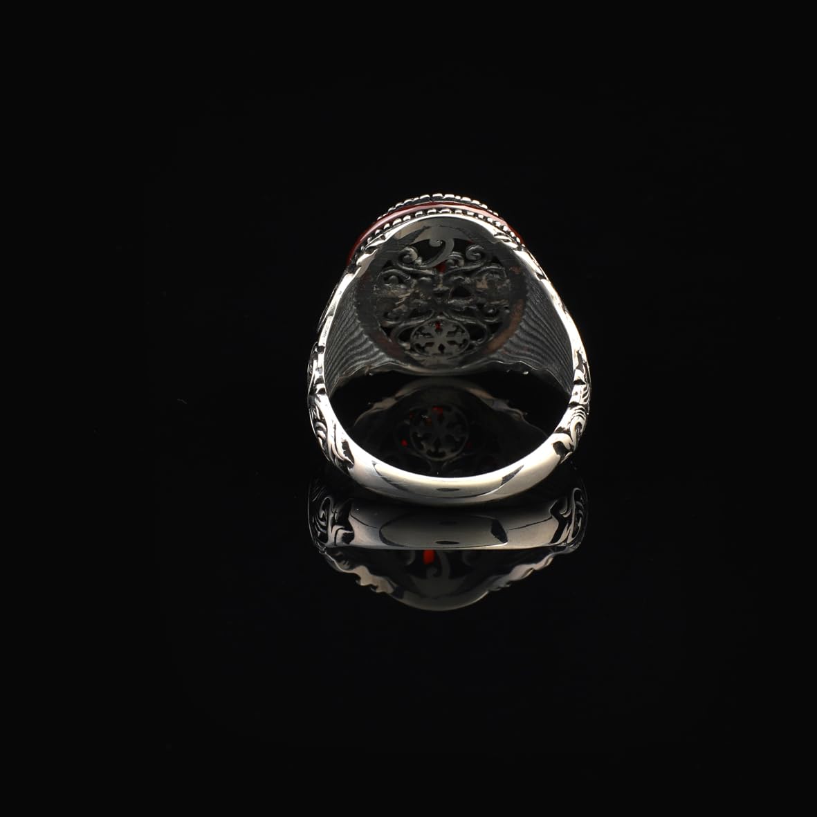 Vintage Carnelian Gemstone Ring - Ottoman Style Sterling Silver Pinky Ring for Men