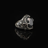 Vintage Ottoman Onyx Ring for Men – Handmade Gemstone Signet in 925 Sterling Silver – Custom Engraving Engagement Ring – Mens Silver Ring with Gift Silver Polishing Cloth — image 4