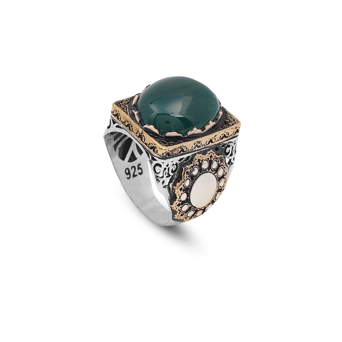 Jade Ring, Jade Ring for Men, Ottoman Men Ring, Sterling Silver Ring, Natural Stone Ring, Men Jade Stone Ring, Gift for Him