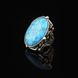 Handmade Men's Turquoise Ring – Chunky Sterling Silver Engagement Ring with Vintage Ottoman Design — image 5