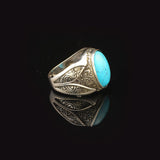 Mens Turquoise Ring Gemstone Ring Ottoman Statement Ring Vintage Ring Pinky Ring Sterling Silver Ring Gift for Him Handmade — image 4