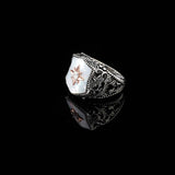 925 Sterling Silver Men's Ring - Handmade Mother of Pearl and Star Gemstone Ring with Polishing Cloth Gift — image 3
