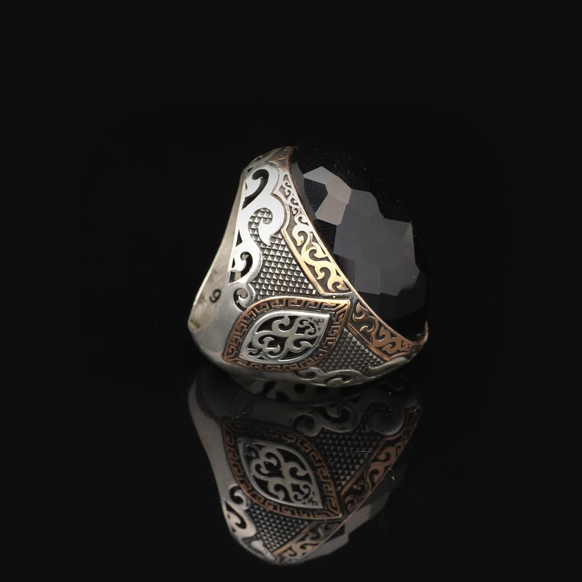 925 Sterling Silver Black Onyx Ring - Large Oval Stone