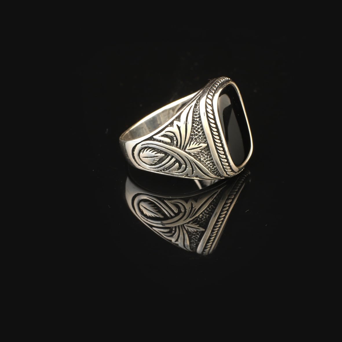 Onyx Ring Signet Ring Ottoman Vintage Ring Sterling Silver Ring Pinky Ring Silver Signet Ring Gemstone Ring Ottoman Statement Ring Vintage Ring