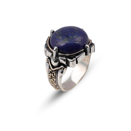 925 Sterling Silver Rings for Men - Lapis Lazuli Men's Ring
