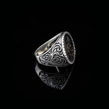 Handmade 925 Sterling Silver Custom Signet and Skull Ring - Men's Jewelry with Silver Polishing Cloth Gift — image 5