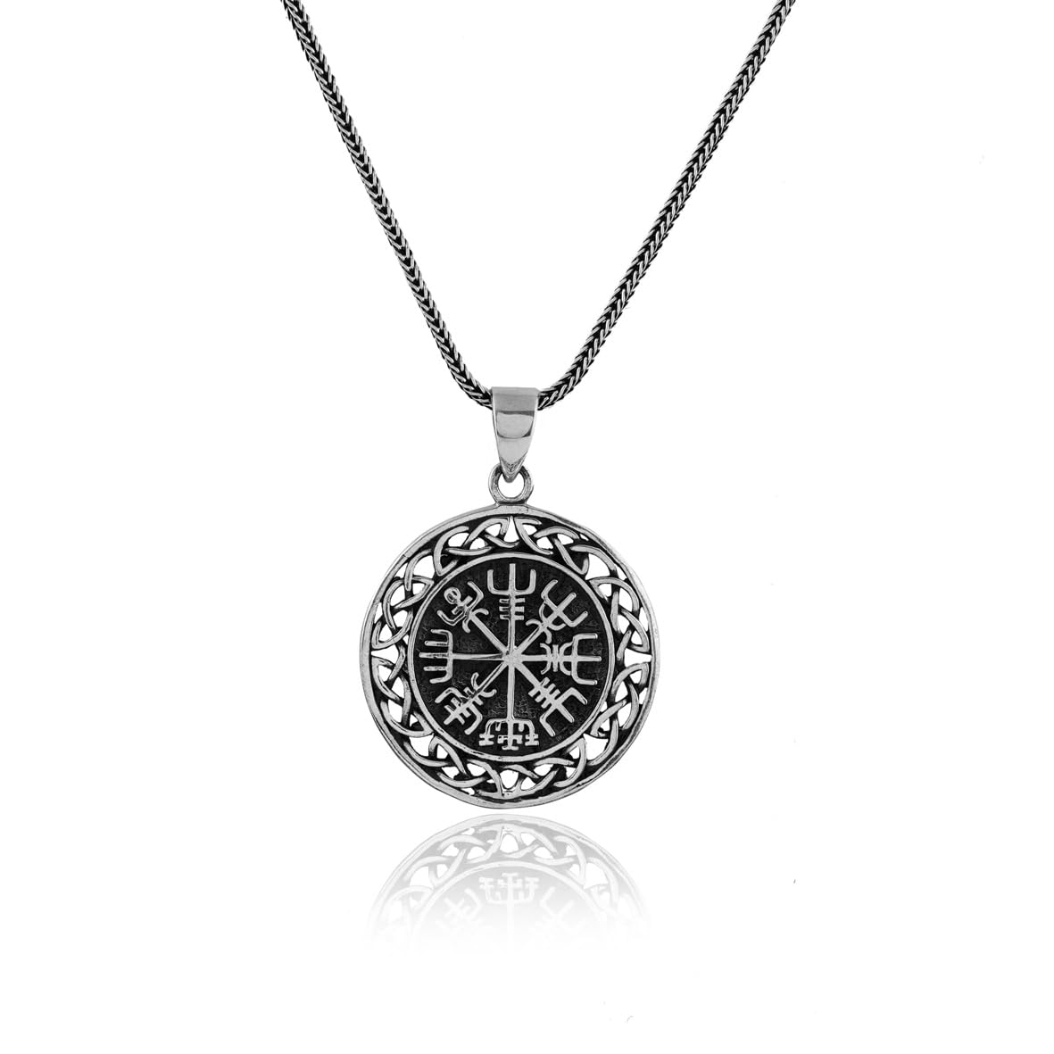 Silver Viking Necklace for Men - Gothic Biker Style Pendant with Sterling Silver Chain & Cleaning Cloth Gift - Handmade Viking Necklace