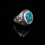Vintage Malachite Ring with Micro Ruby Stone - Handmade 925 Sterling Silver Mens Ring with Gemstone - Includes Silver Polishing Cloth Gift — image 3