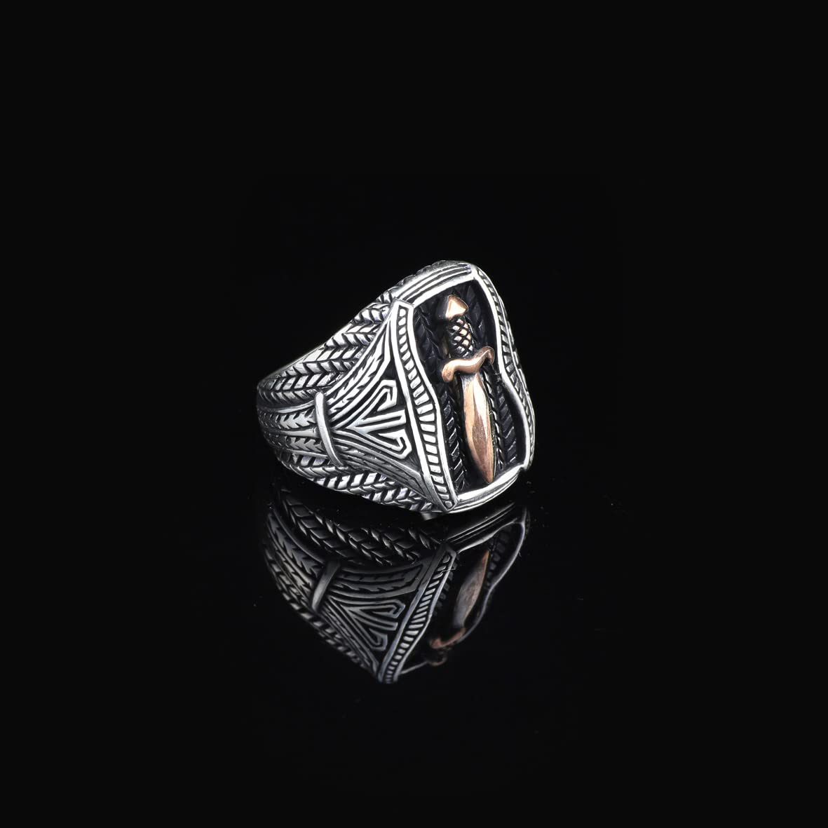925 Sterling Silver Sword Ring - Custom Signet Ring for Men