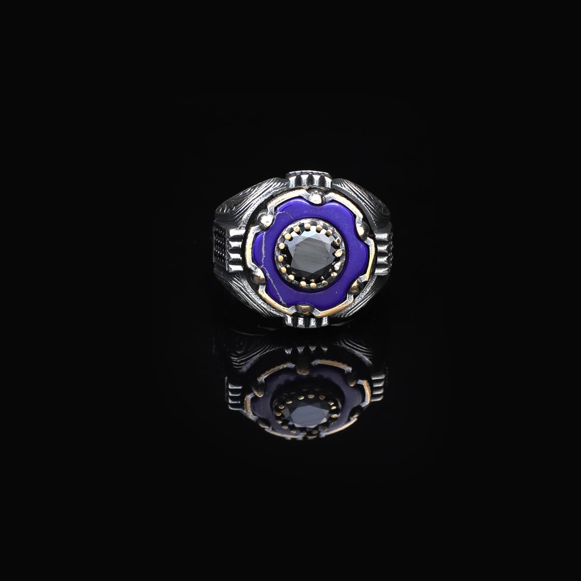 Men's 925 Sterling Silver Lapis Lazuli Rotating Ring - Black Onyx Rotating Ring for Men - Birthday Gifts