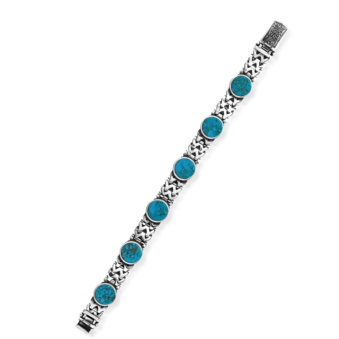 Handmade Turquoise Bracelet for Men – Gothic Vintage Chain Bracelet in Sterling Silver – Made to Order
