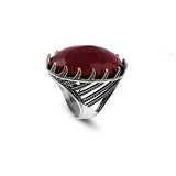 Vintage Garnet Ring for Men - Chunky Sterling Silver Ring with Gemstone — image 1